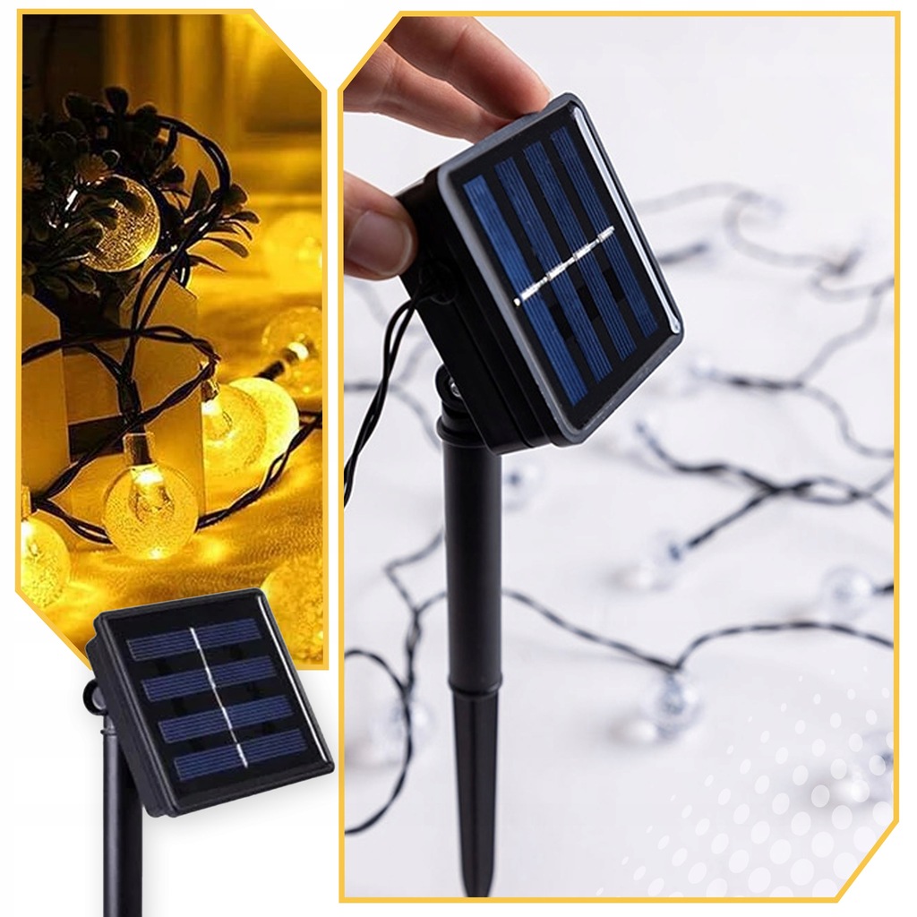 GIRLANDA SOLARNA OGRODOWA LAMPKI SOLARNE 50 ŻARÓWEK LED NA BALKON 7 metrów Długość 700 cm